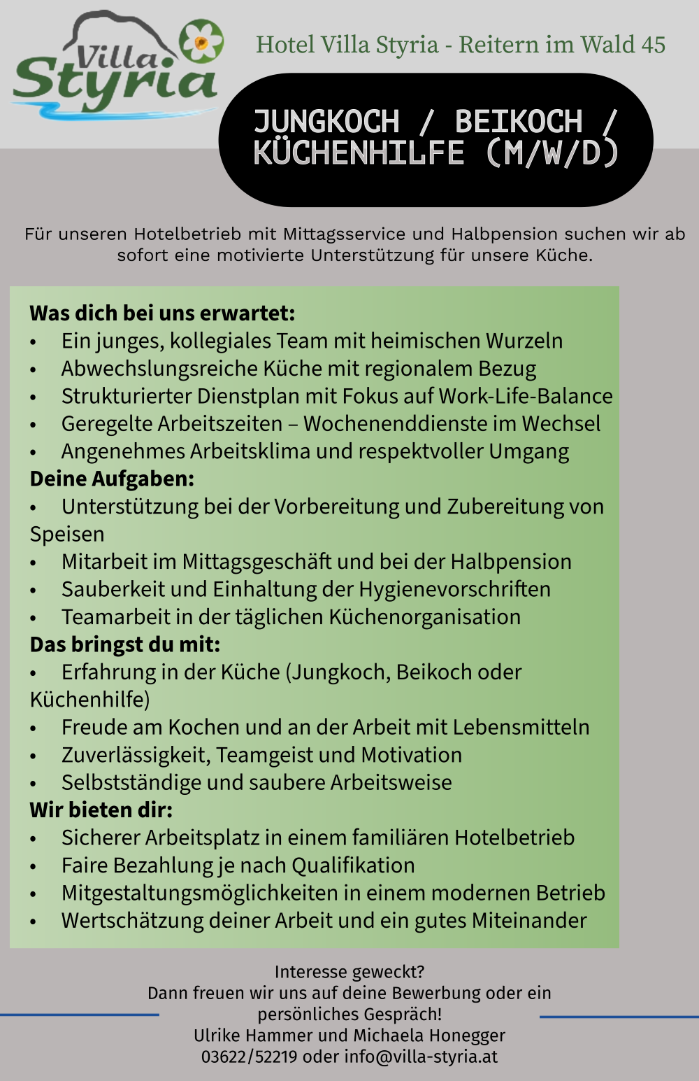 Stellenausschreibung Koch Stryia 1